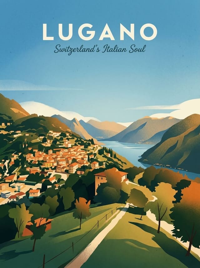 LUGANO travel poster