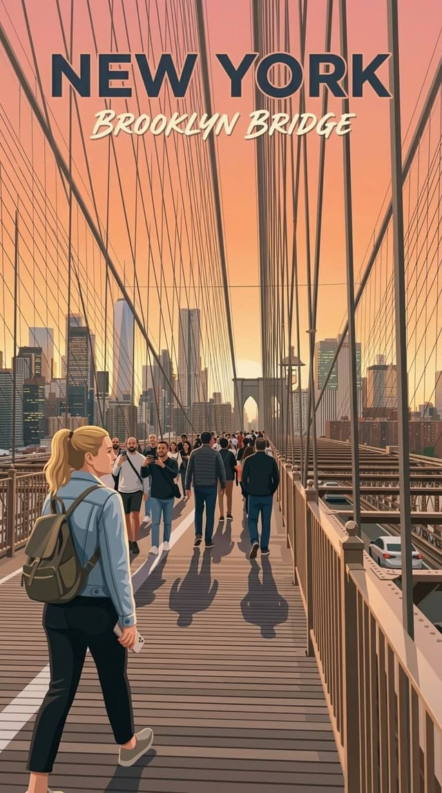 Illustrated travel poster new york