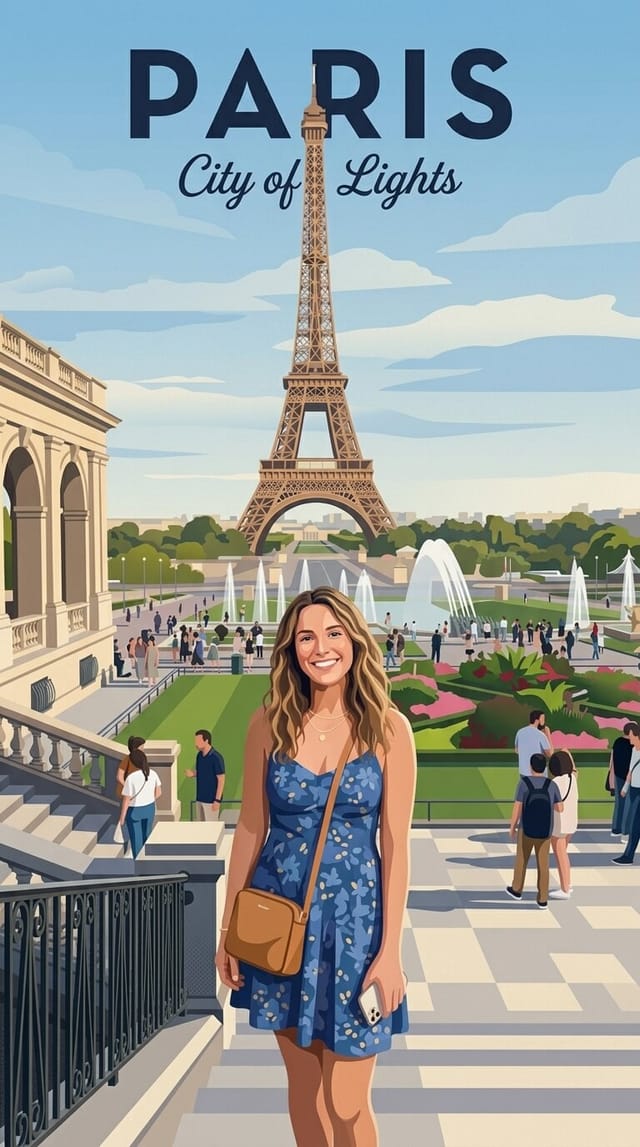 Illustrated travel poster paris
