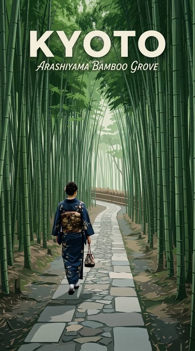 Kyoto retirement gift illustrated travel poster