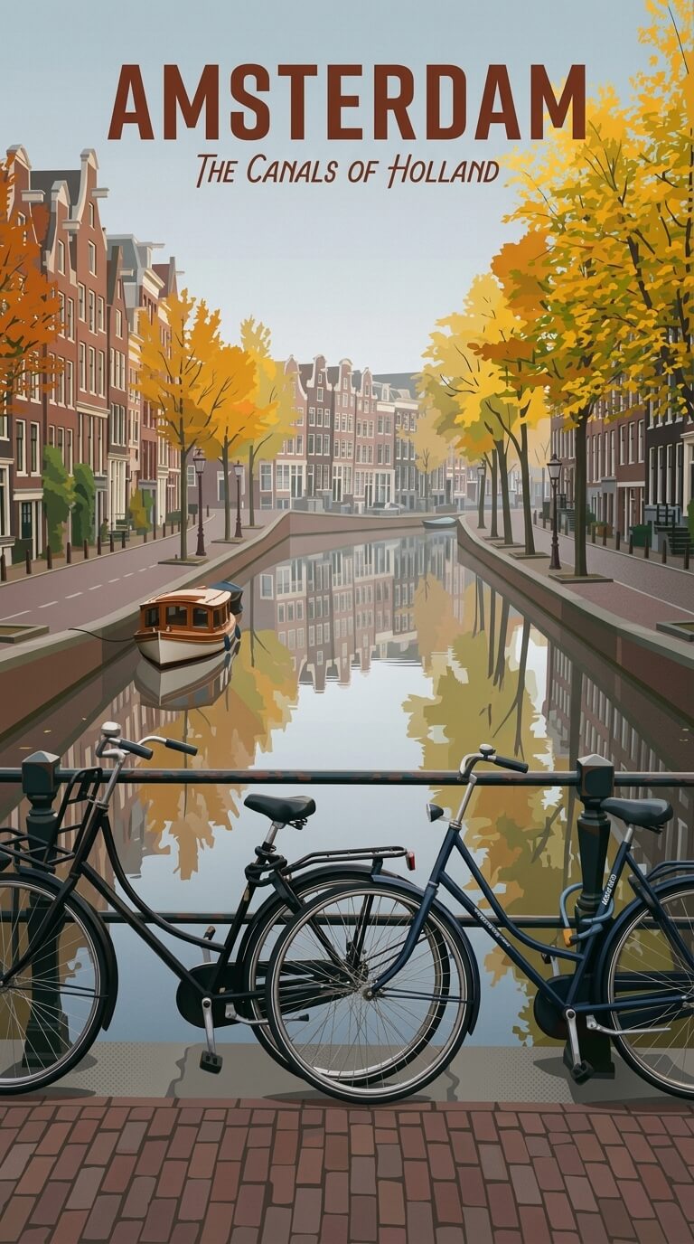 Amsterdam travel poster