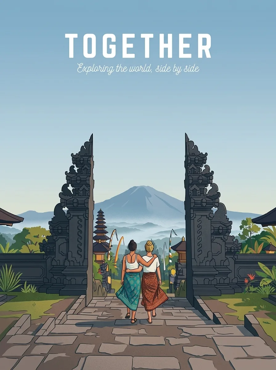 Bali illustrated travel poster